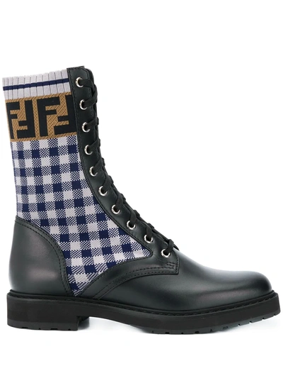 Shop Fendi Leather Biker Boots In Black