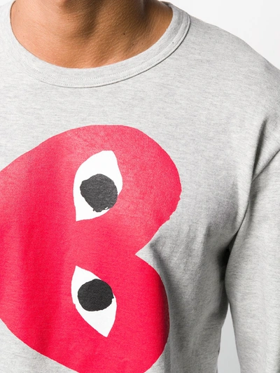 Shop Comme Des Garçons Play Heart Print Sweatshirt In Grey