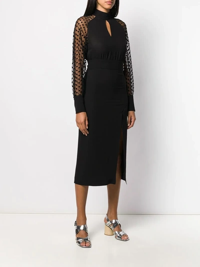 Shop Balmain Polka-dot Sleeve Dress In Black