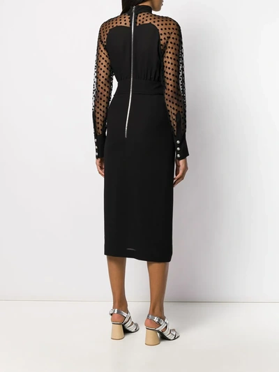 Shop Balmain Polka-dot Sleeve Dress In Black