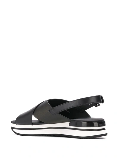 Shop Hogan Stripe Platform Sandals In Black