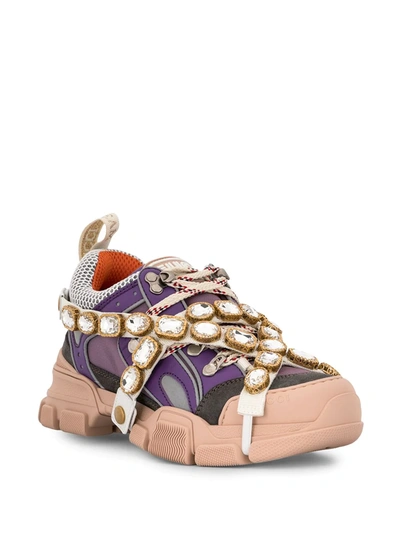 Shop Gucci Flashtrek Chunky Sneakers In Purple