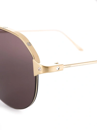 Shop Cartier Santos De  Pilot-frame Sunglasses In Gold