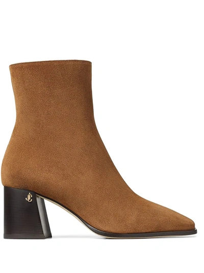 Shop Jimmy Choo Bryelle 65mm Leather Ankle Boots In Brown