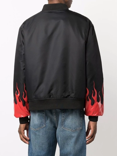 Shop Vision Of Super Flames Print Bomber Jacket In Black