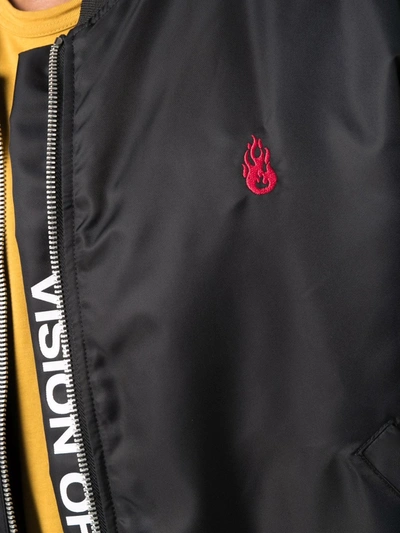 Shop Vision Of Super Flames Print Bomber Jacket In Black