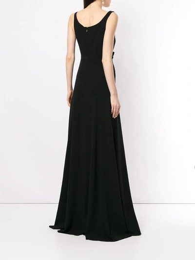 Shop Gucci Floral Embellished Gown In Black
