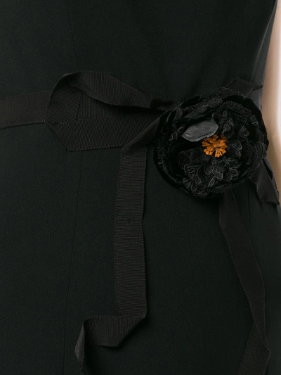 Shop Gucci Floral Embellished Gown In Black