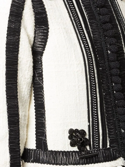 Shop Giambattista Valli Contrasting Ribbon Trim Coat In White