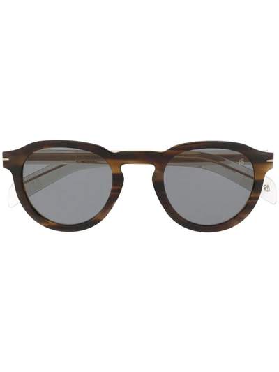 Shop David Beckham Eyewear Round-frame Havana Sunglasses In Brown