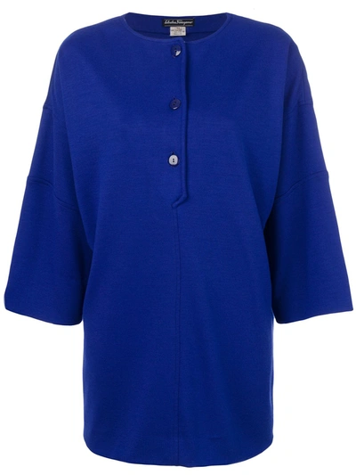 Pre-owned Ferragamo Salvatore  Vintage 古着结构感针织上衣 - 蓝色 In Blue