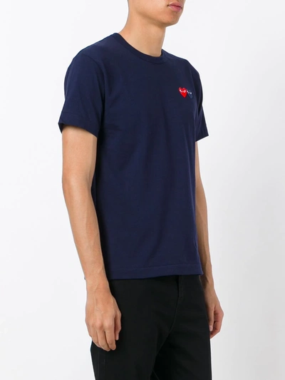 Shop Comme Des Garçons Play Embroidered Logo T-shirt In Blue