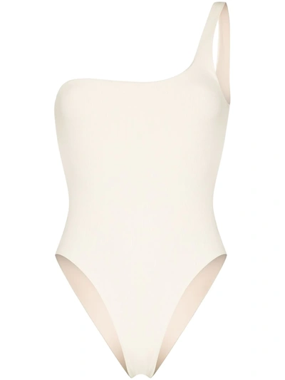 Shop Abysse Gail One-shoulder Swimsuit In Nude