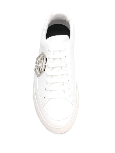 Shop Philipp Plein Lo-top Statement Sneakers In White