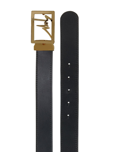 Shop Giuseppe Zanotti Logo-plaque Leather Belt In Black