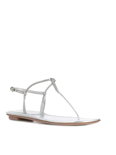 Shop Prada Thong Sandals In Silver