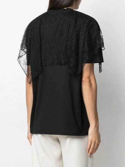 Shop Givenchy Floral Lace Panel T-shirt In Black