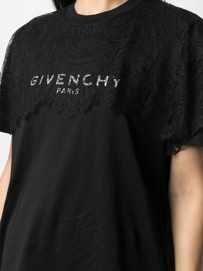 Shop Givenchy Floral Lace Panel T-shirt In Black