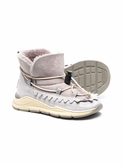 Shop Pèpè Drawstring Ankle Boots In Grey