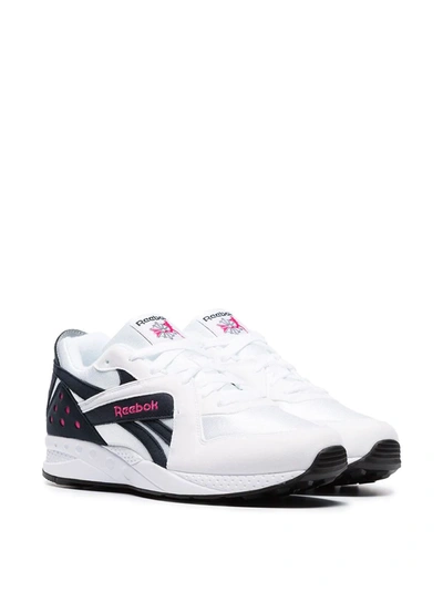 Reebok Pyro Leather Sneakers In White And Navy In White