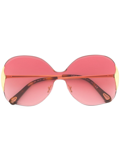 Shop Chloé Two-tone Oversized Frame Sunglasses In Gold