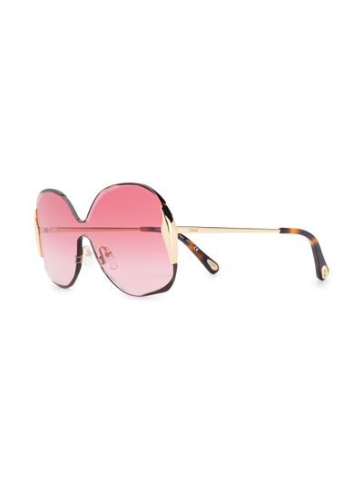 Shop Chloé Two-tone Oversized Frame Sunglasses In Gold