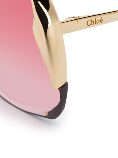 Shop Chloé Two-tone Oversized Frame Sunglasses In Gold