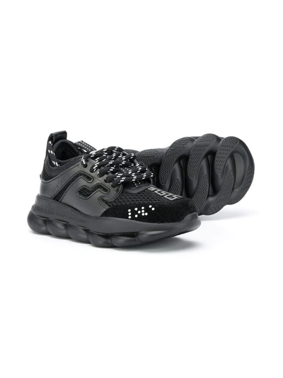 Shop Versace Chain Reaction Sneakers In Black