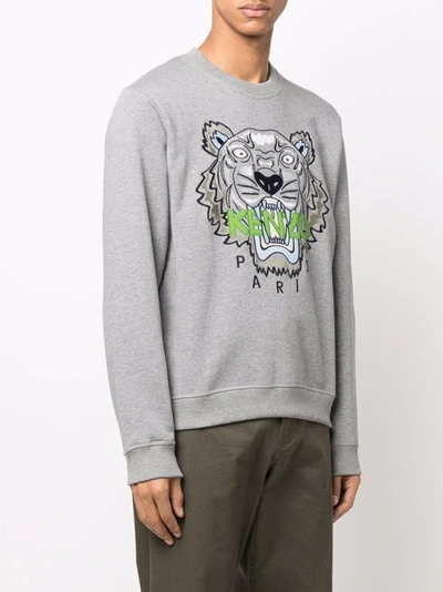 Shop Kenzo Tiger Organic Cotton Sweatshirt In Grey