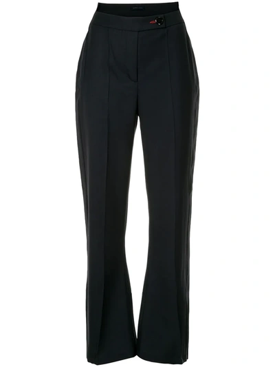 Shop Eudon Choi High Rise Flared Trousers In Blue