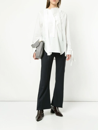 Shop Eudon Choi High Rise Flared Trousers In Blue