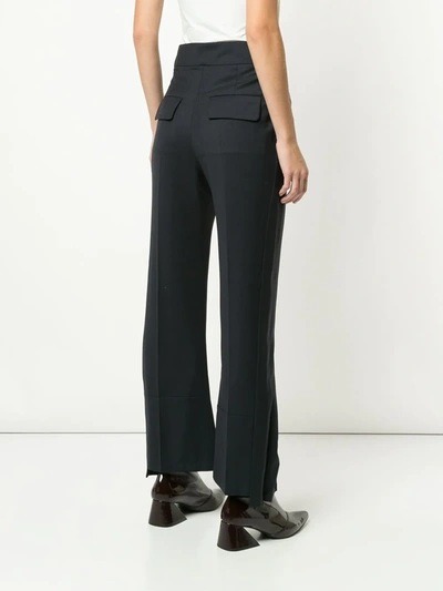 Shop Eudon Choi High Rise Flared Trousers In Blue