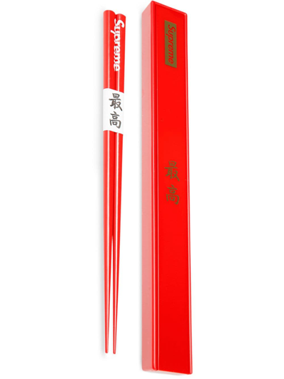 Shop Supreme Logo-print Chopsticks In Red