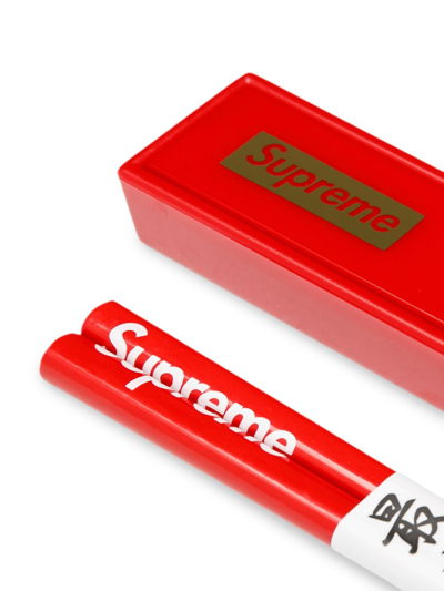 Shop Supreme Logo-print Chopsticks In Red
