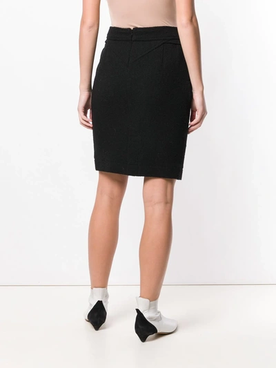 Pre-owned Chanel Crisscross Detail Fitted Skirt In Black