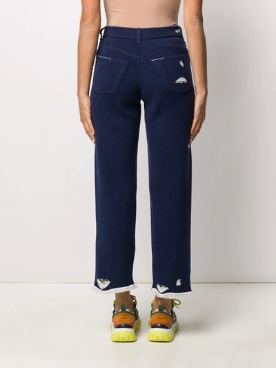 Shop Barrie Denim-inspired Knitted Boyfriend Trousers In Blue