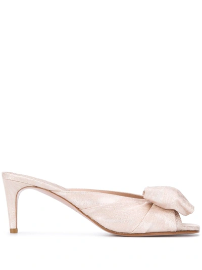 Shop Red Valentino Bow Open Toe Mules In Neutrals