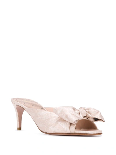 Shop Red Valentino Bow Open Toe Mules In Neutrals