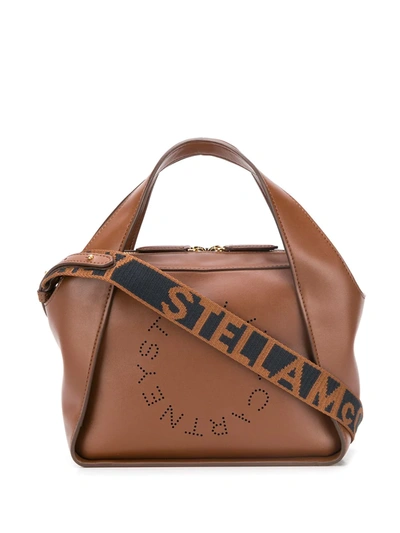 Shop Stella Mccartney Mini Stella Logo Tote Bag In Brown