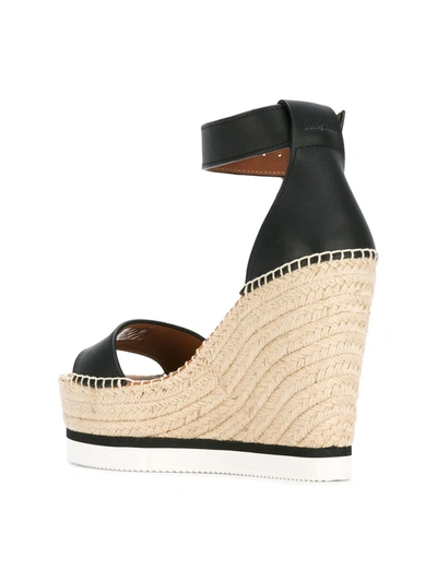 Shop Gucci Espadrille Wedge Sandals In Black