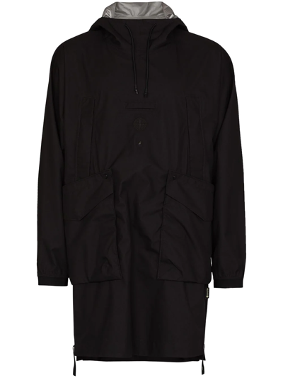 Shop Stone Island Packable Zip-up Parka Coat In Black