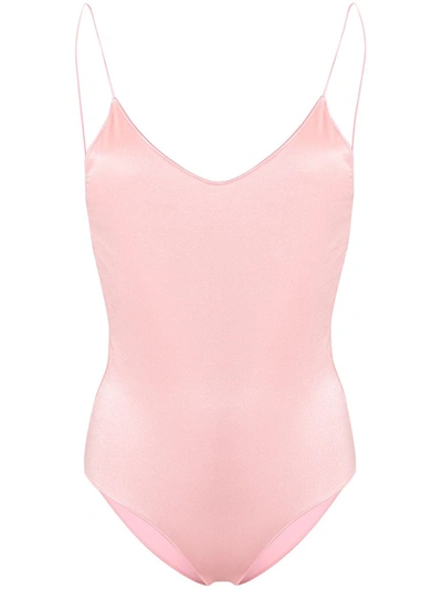 Shop Oseree Sequinned Swimsuit In Pink