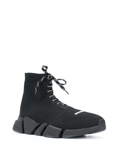 Balenciaga Speed Lace Up Stretch Knit Sneakers In Black