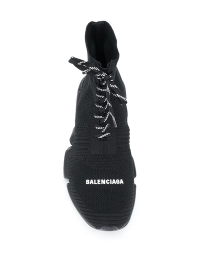 Balenciaga Speed Lace Up Stretch Knit Sneakers In Black