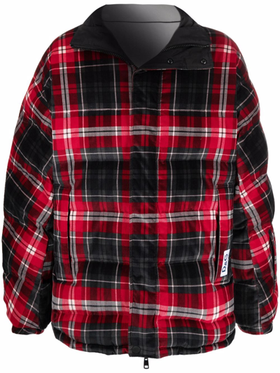 Shop Dolce & Gabbana Reversible Plaid Puffer Jacket In Red