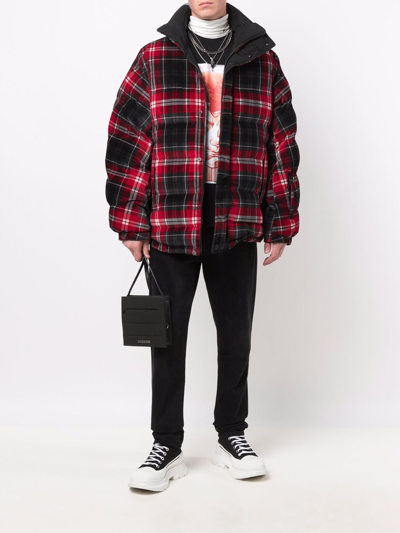 Shop Dolce & Gabbana Reversible Plaid Puffer Jacket In Red