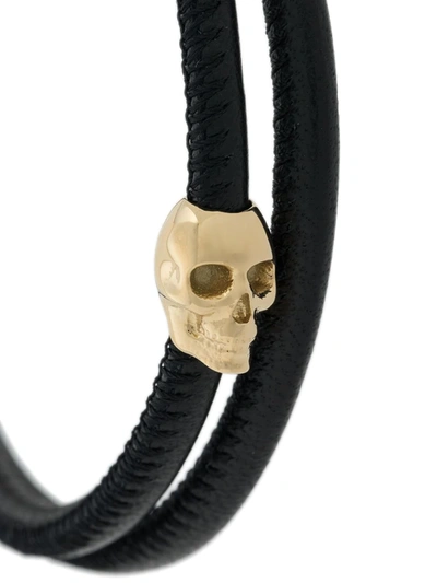 Micro Atticus Skull Double Wrap Bracelet In Gold & Black, Northskull