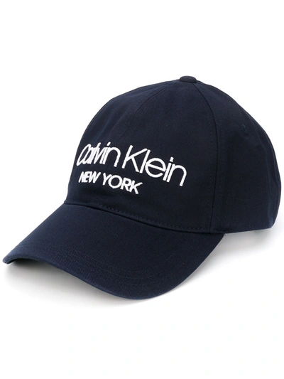 Shop Calvin Klein Embroidered Logo Cap In Blue
