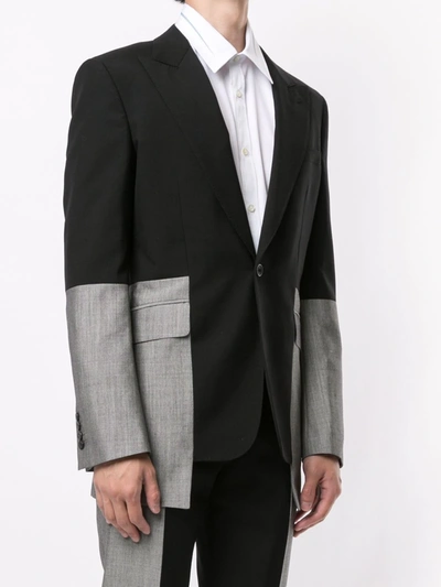 Alexander Mcqueen Slim-fit Panelled Wool-gabardine And Wool And Mohair-blend Suit Jacket In Black
