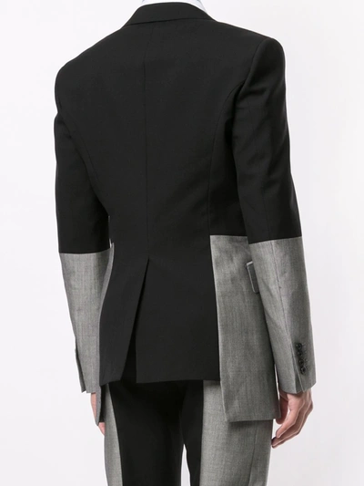 Alexander Mcqueen Slim-fit Panelled Wool-gabardine And Wool And Mohair-blend Suit Jacket In Black